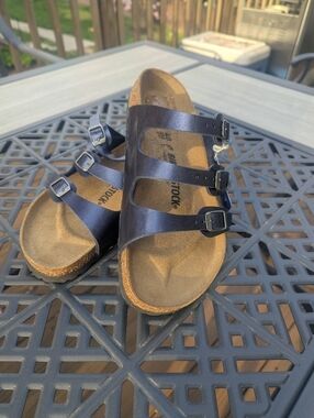 Birkenstock Florida 40 Iridescent Navy Blue Slide Sandals